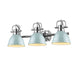 Duncan 3-Light Bath Vanity in Chrome with Seafoam Shades
