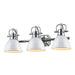 Duncan 3-Light Bath Vanity in Chrome with White Shades