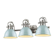 Duncan 3-Light Bath Vanity in Pewter with Seafoam Shades