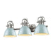 Duncan 3-Light Bath Vanity in Pewter with Seafoam Shades
