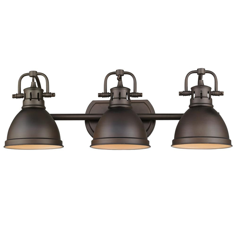 Duncan 3-Light Bath Vanity in Rubbed Bronze with Rubbed Bronze Shades