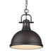 Duncan 1-Light Pendant with Chain in Rubbed Bronze with Rubbed Bronze Shade