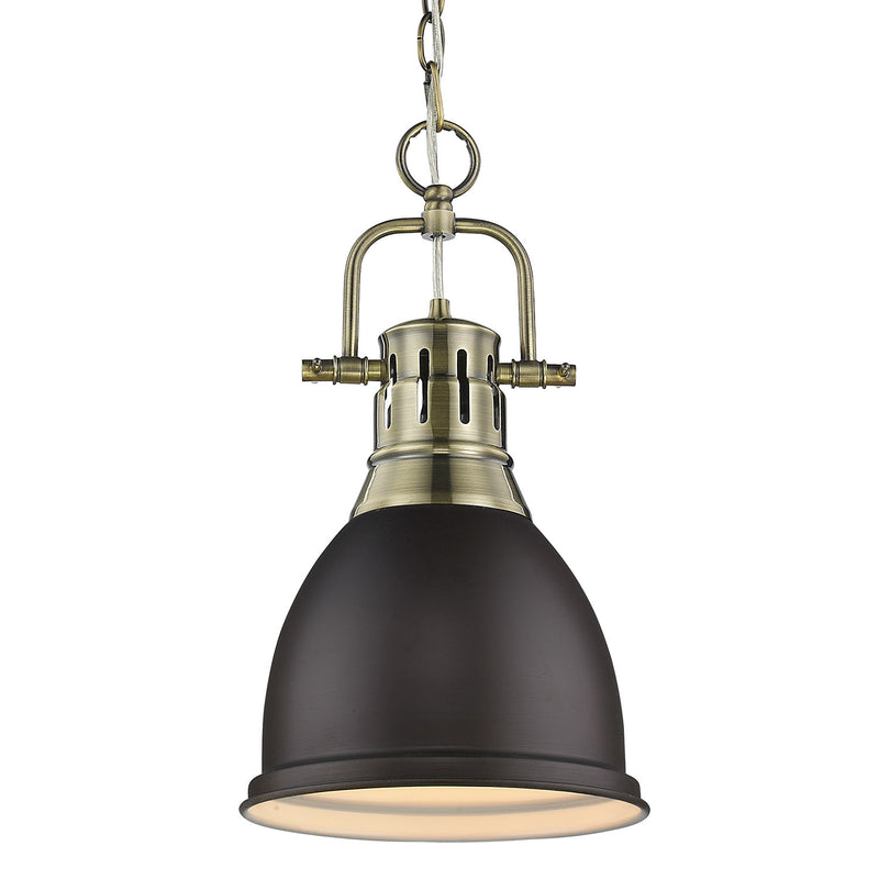 Duncan Small Pendant with Chain in Aged Brass