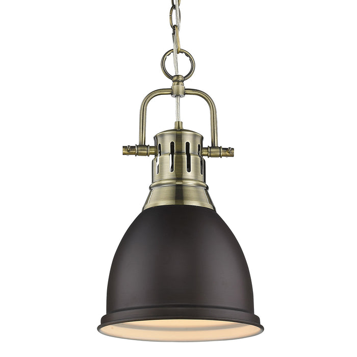Duncan Small Pendant with Chain in Aged Brass