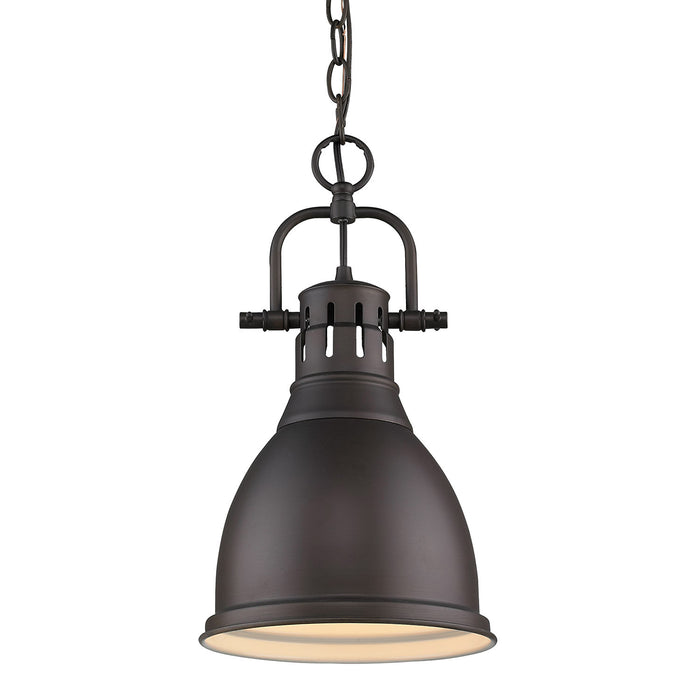 Duncan Small Pendant with Chain in Rubbed Bronze with Rubbed Bronze Shade