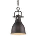 Duncan Small Pendant with Chain in Rubbed Bronze with Rubbed Bronze Shade