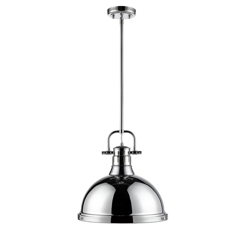 Duncan 1-Light Pendant with Rod in Chrome with Chrome Shade