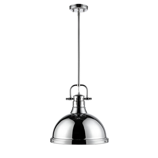Duncan 1-Light Pendant with Rod in Chrome with Chrome Shade
