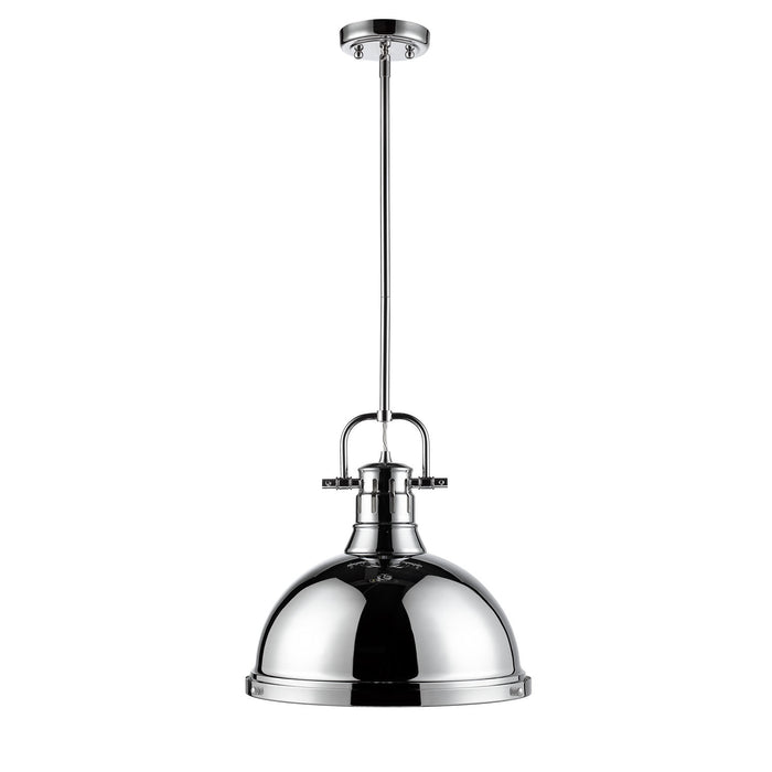 Duncan 1-Light Pendant with Rod in Chrome with Chrome Shade