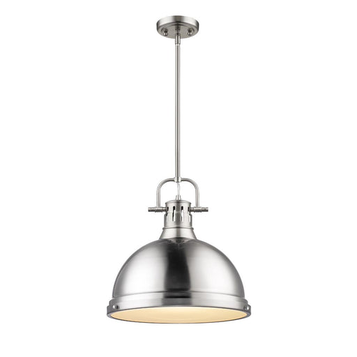 Duncan 1-Light Pendant with Rod in Pewter with Pewter Shade