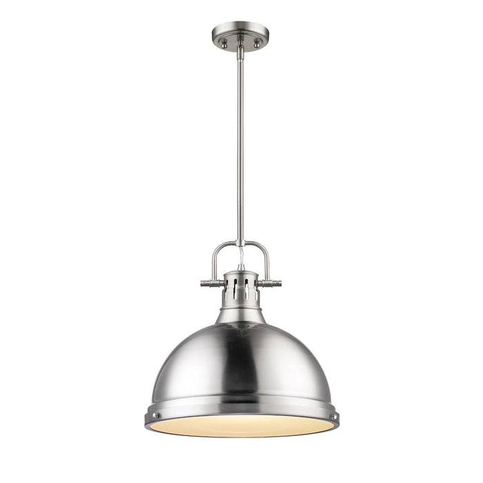 Duncan 1-Light Pendant with Rod in Pewter with Pewter Shade