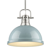 Duncan 1-Light Pendant with Rod in Pewter with Seafoam Shade