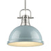 Duncan 1-Light Pendant with Rod in Pewter with Seafoam Shade