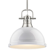 Duncan 1-Light Pendant with Rod in Pewter with White Shade