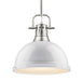 Duncan 1-Light Pendant with Rod in Pewter with White Shade