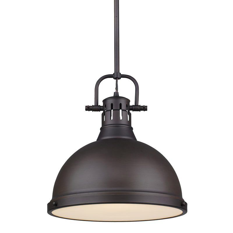 Duncan 1-Light Pendant with Rod in Rubbed Bronze with Rubbed Bronze Shade