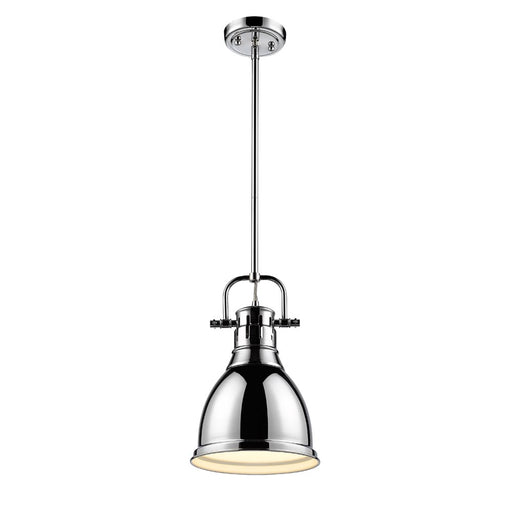 Duncan Small Pendant with Rod in Chrome with Chrome Shade