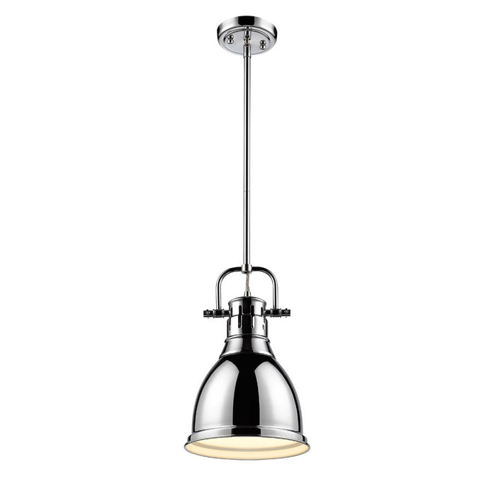Duncan Small Pendant with Rod in Chrome with Chrome Shade