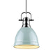 Duncan Small Pendant with Rod in Chrome with Seafoam Shade