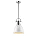 Duncan Small Pendant with Rod in Chrome with White Shade