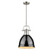 Duncan Small Pendant with Rod in Pewter with Black Shade