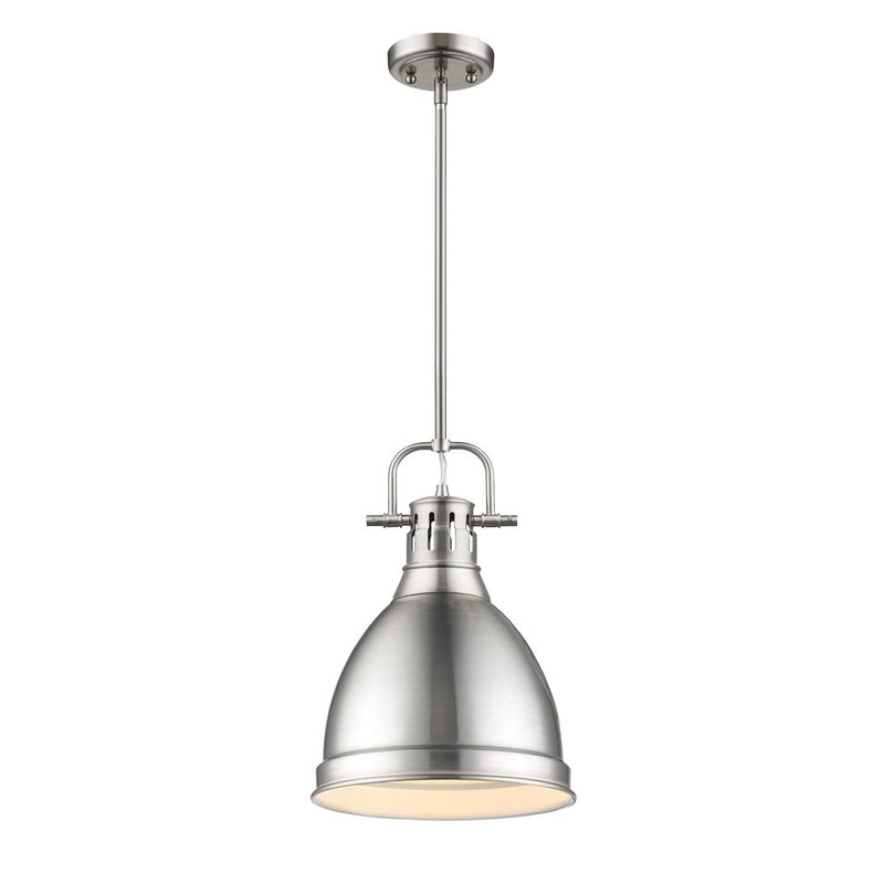 Duncan Small Pendant with Rod in Pewter with Pewter Shade