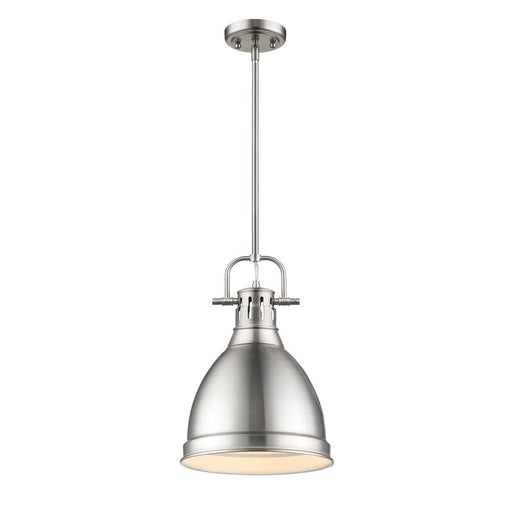 Duncan Small Pendant with Rod in Pewter with Pewter Shade
