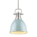 Duncan Small Pendant with Rod in Pewter with Seafoam Shade