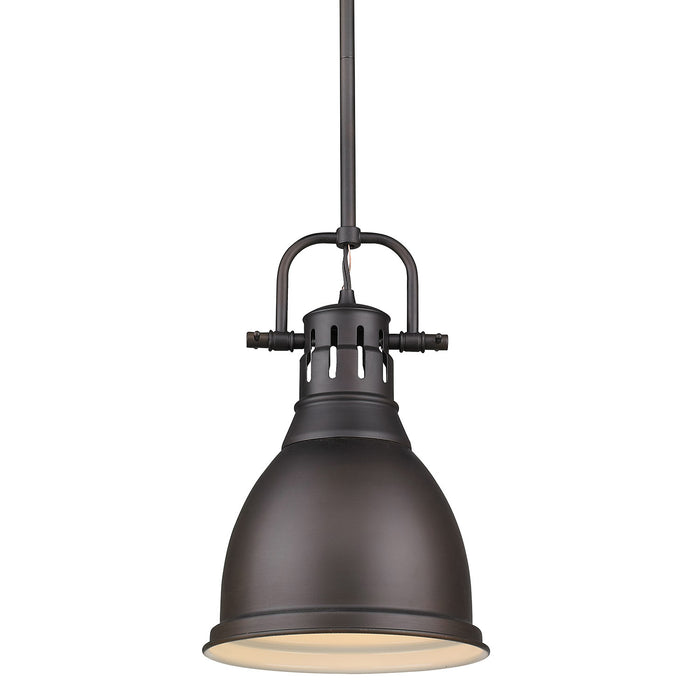 Duncan Small Pendant with Rod in Rubbed Bronze with Rubbed Bronze Shade