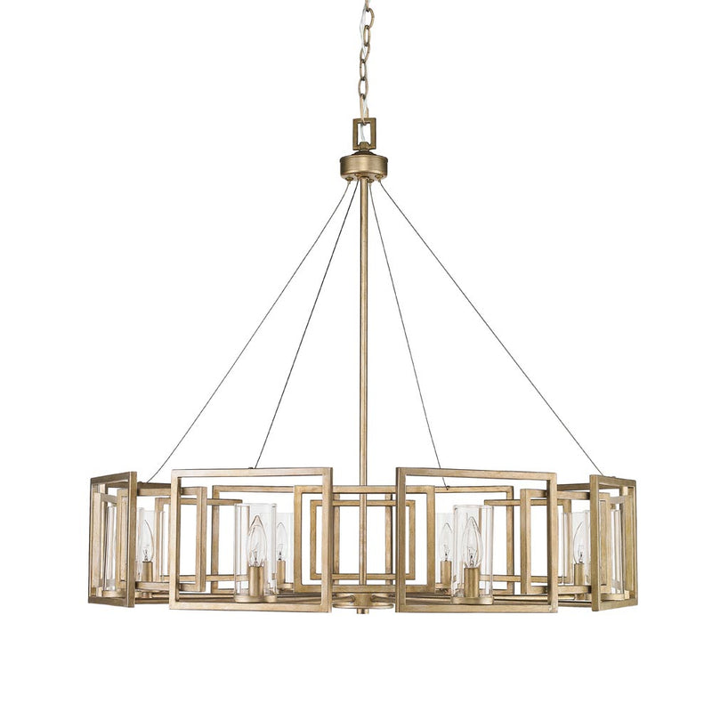 6068-8 WG- Marco 8-Light Chandelier in White Gold with Clear Glass by Golden Lighting
