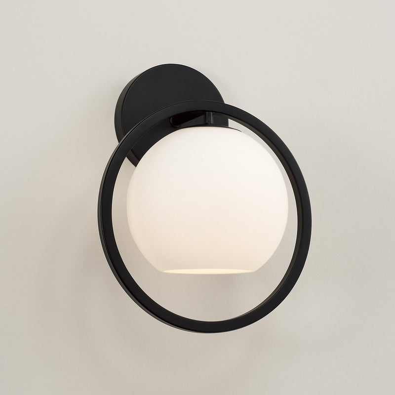 Zeek Circle Wall Sconce in Matte Black