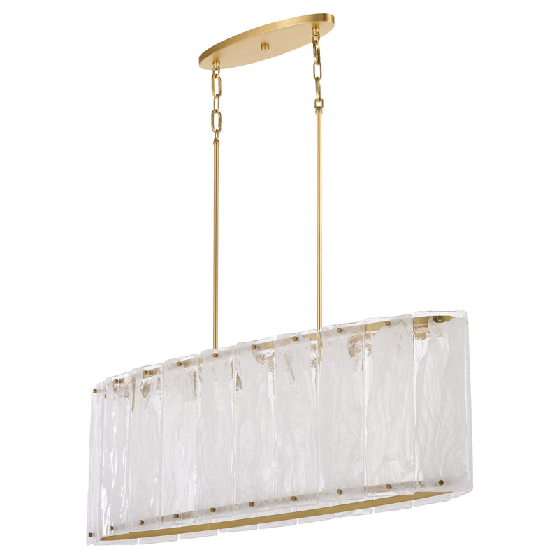 Prestige 6 Light Linear Pendant in Aged Brass