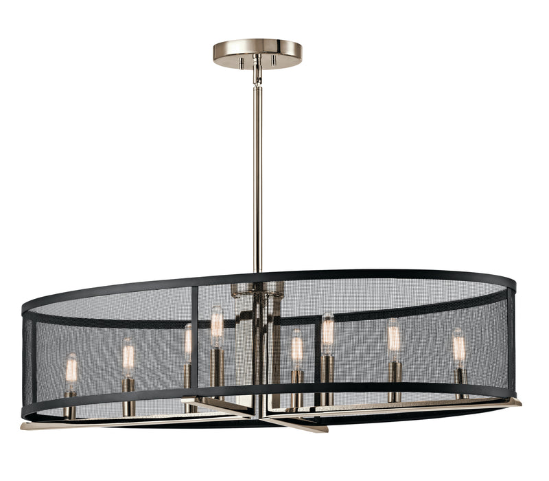 Titus Oval Chandelier/Pendant 8-Light in Polished Nickel