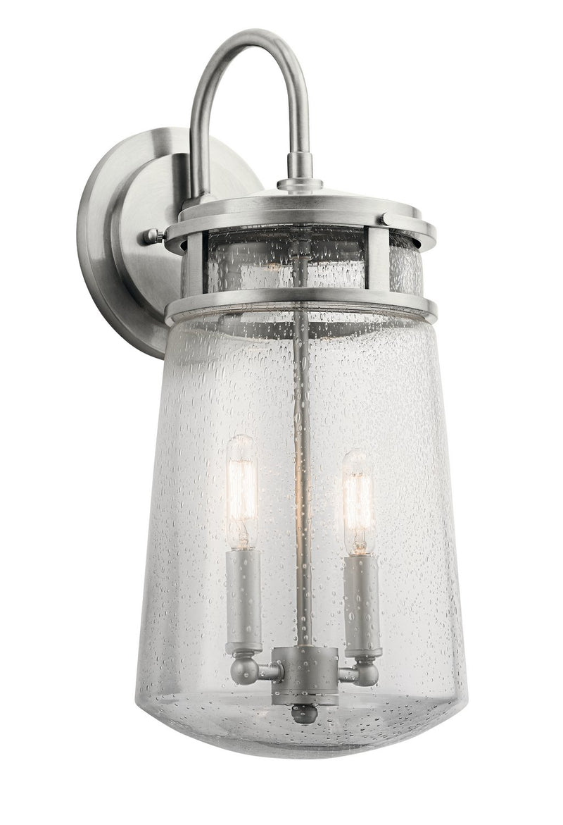 Lyndon 2-Light Outdoor Wall Lantern in Brushed Aluminum