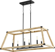 Alpine 6 Light Linear Chandelier in Textured Black / Driftwood