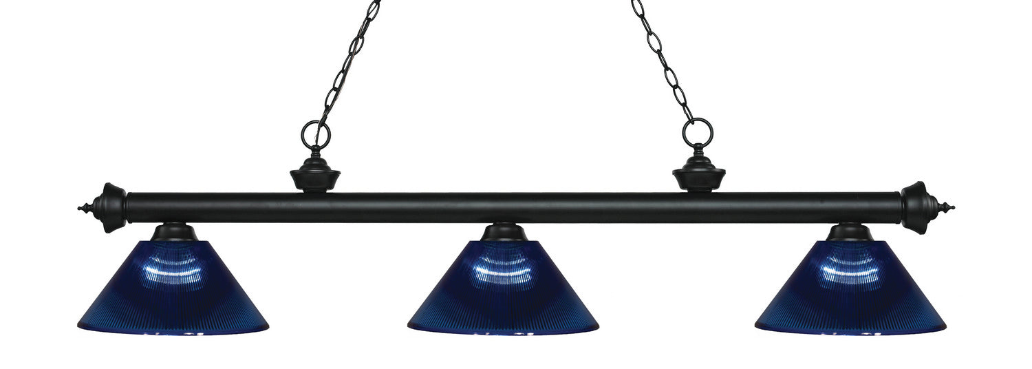 Riviera 3 Light Billiard in Matte Black with Dark Blue Shade