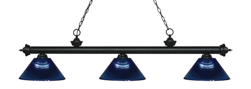 Riviera 3 Light Billiard in Matte Black with Dark Blue Shade