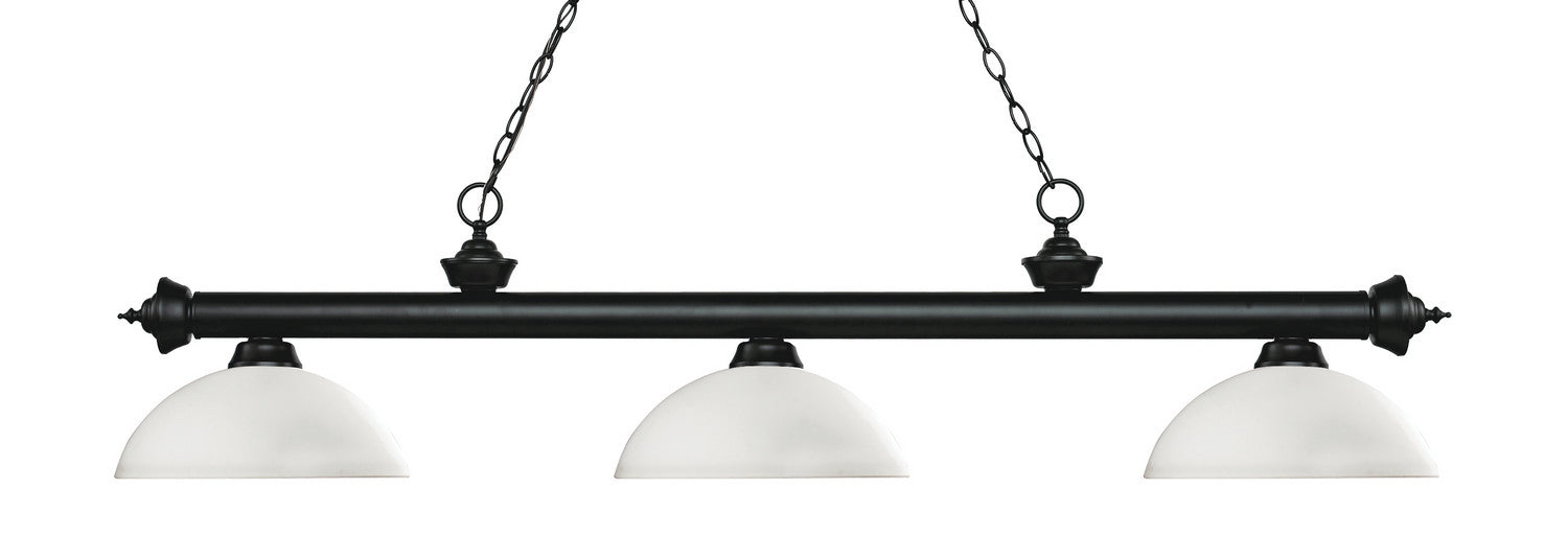 Riviera 3 Light Billiard in Matte Black with Matte Opal Glass