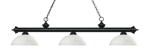 Riviera 3 Light Billiard in Matte Black with Matte Opal Glass