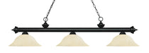 Riviera 3 Light Billiard in Matte Black with Golden Mottle Glass