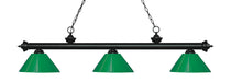 Riviera 3 Light Billiard in Matte Black with Green Shade