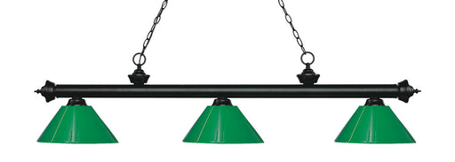 Riviera 3 Light Billiard in Matte Black with Green Shade