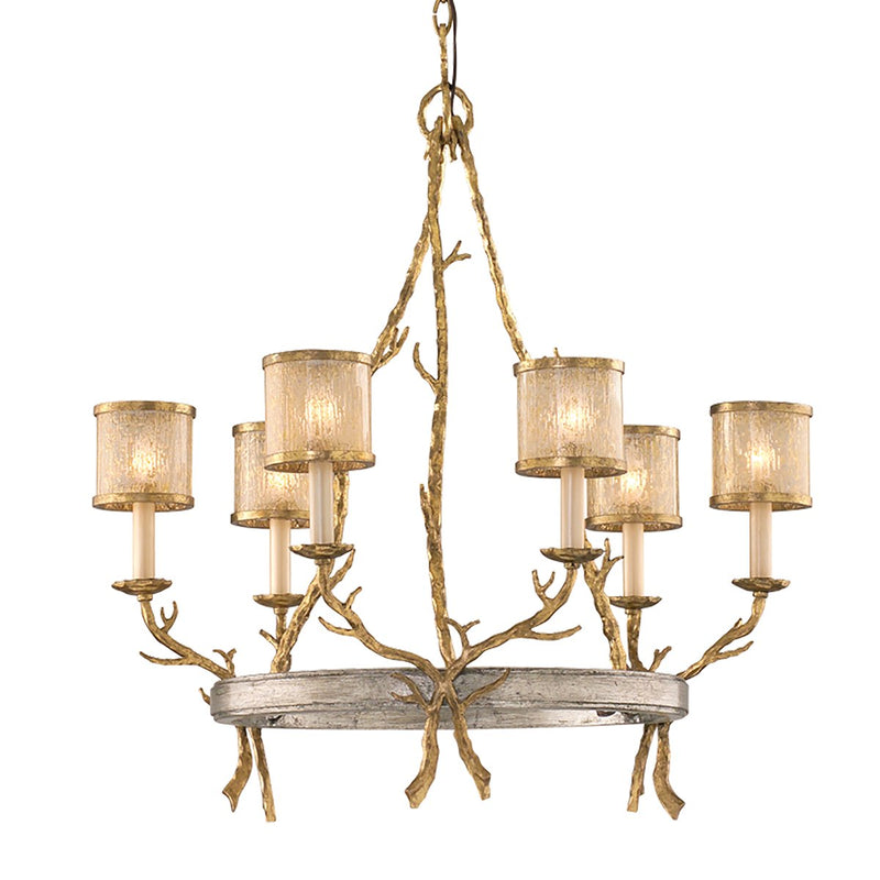 Parc Royale 6-Light Chandelier in Vintage Gold Leaf / Stria Silver Leaf