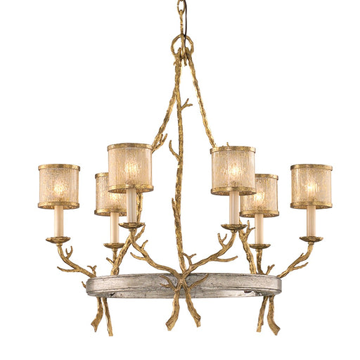 Parc Royale 6-Light Chandelier in Vintage Gold Leaf / Stria Silver Leaf