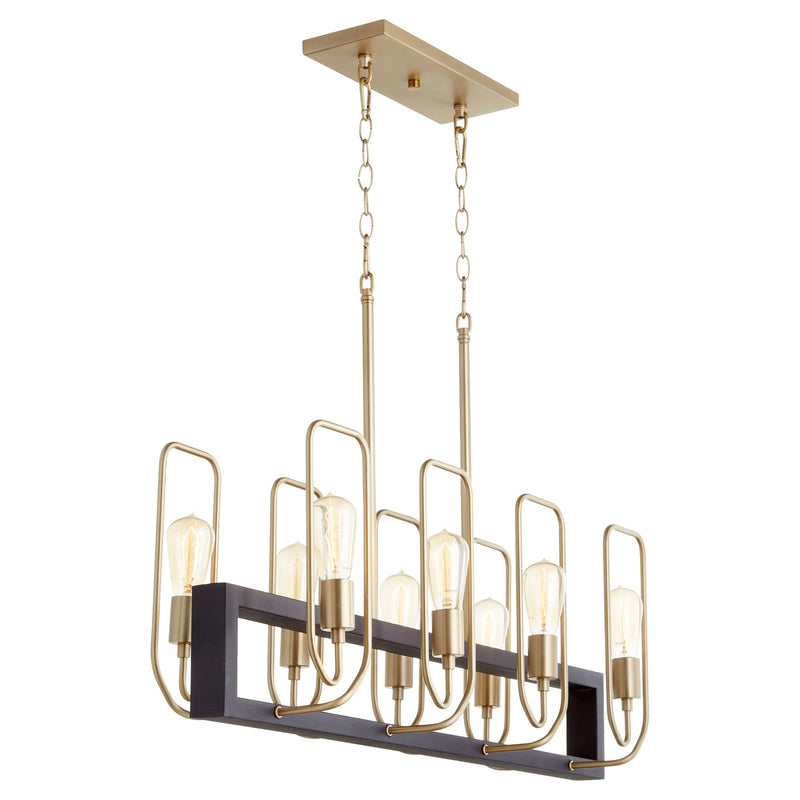 Howe 8 Light Linear Chandelier in Textured Black / Aged Brass