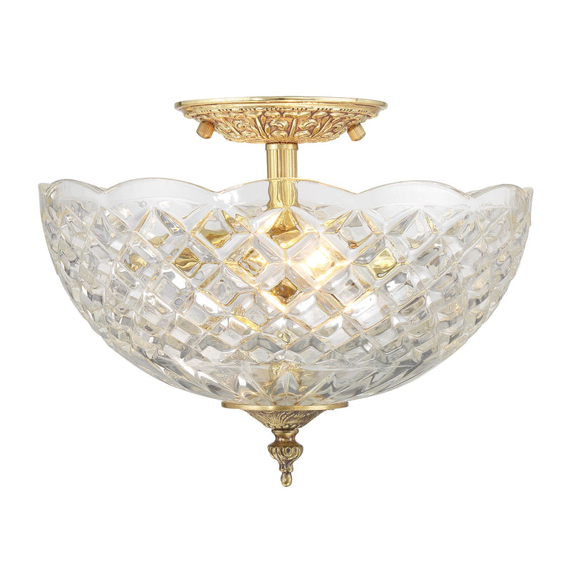 Milton 2 Light 10" Semi Flush Mount in Olde Brass