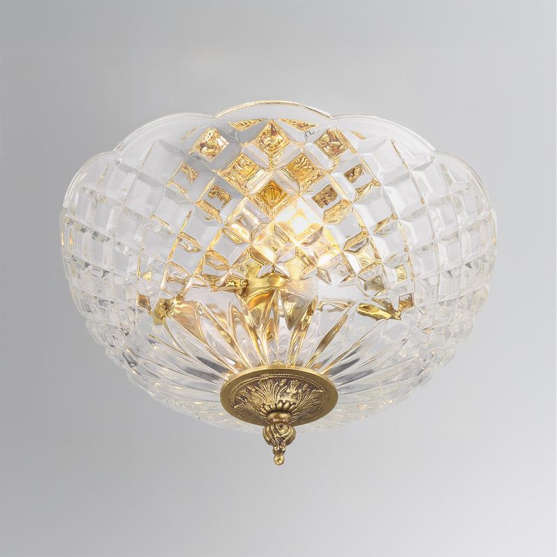 Milton 2 Light 10" Semi Flush Mount in Olde Brass in a room setting