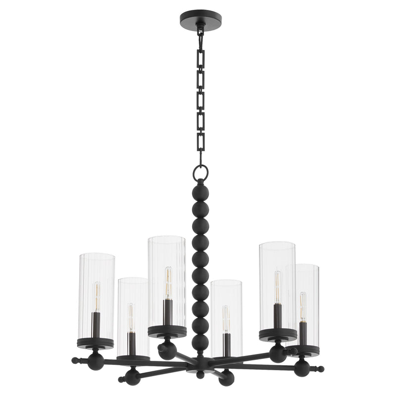Lee Boulevard 6 Light Glass Chandelier in Matte Black