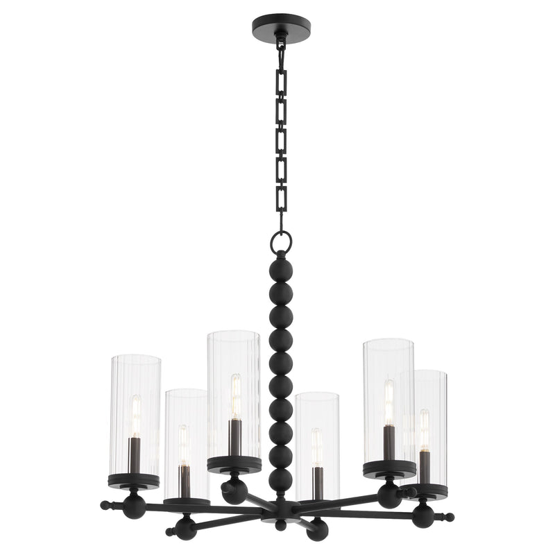 Lee Boulevard 6 Light Glass Chandelier in Matte Black
