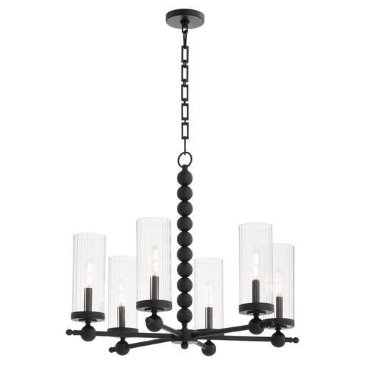 Lee Boulevard 6 Light Glass Chandelier in Matte Black